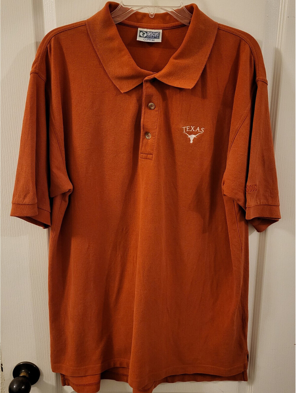 Texas University Longhorns Football Men's Burnt Orange Polo Short Sleeve Sz XL